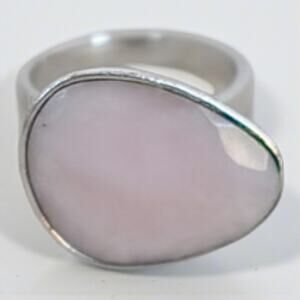 Vintage 925 Sterling Silver Faceted Teardrop Rose Quartz Prong Ring Size 5 4.9g